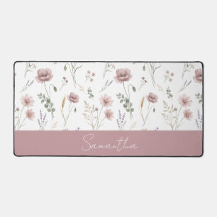 Sauge verte aquarelle Fleur sauvage rose poussiére