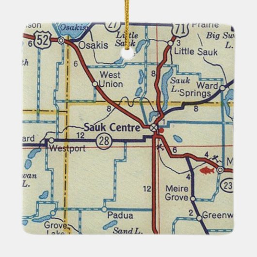 Sauk Center MN Map Keramisch Ornament (Achterkant)