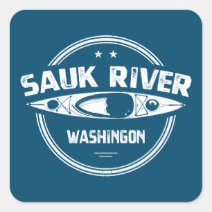 Sauk River Washington Kayaking Vierkante Sticker