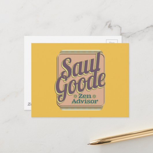 Saul Goode Zen Advisor Gold BG Briefkaart (Voorkant / Achterkant in situ)