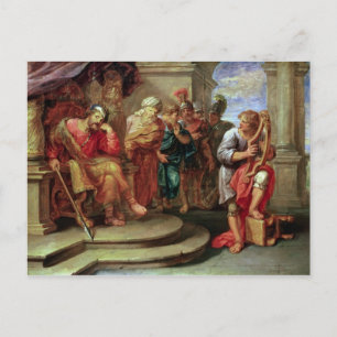 Saul Listening to David die de Harp speelt Briefkaart