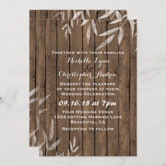 Saule rustique ~ Faire-part de mariage de fond en (Devant / Derrière)