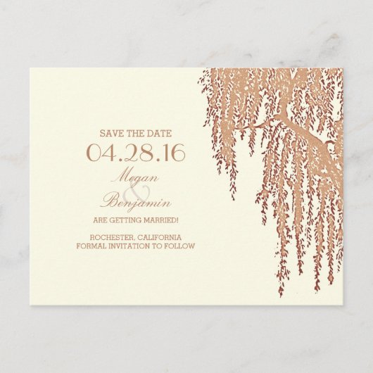 Saule vintage enregistrer la date cartes postales (Devant)