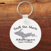 Sault Ste Marie Michigan Map Sleutelhanger (Voorkant)