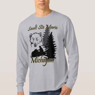 Sault Ste Marie Michigan Snowmobile Beer Gray T-shirt