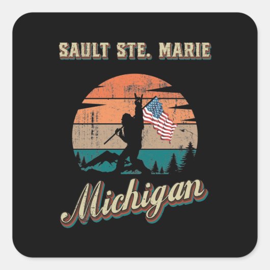 Sault Ste. Marie Michigan Vierkante Sticker (Voorkant)