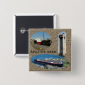 Sault Ste. Marie-vierkante knop Vierkante Button 5,1 Cm (Voorkant /achterkant)