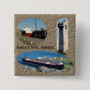 Sault Ste. Marie-vierkante knop Vierkante Button 5,1 Cm