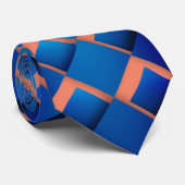 Saumon Bleu Abstrait Imprimer cravate (Roulé)