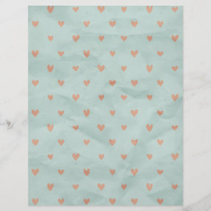 Saumon Coeurs roses Turquoise Crinkled Papier à sc