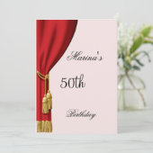 Saumon et rideau rouge Invitation tous les Anniver (Debout devant)