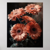 Saumon Gerbera Daisy Flowers Art Imprimer Poster (Devant)