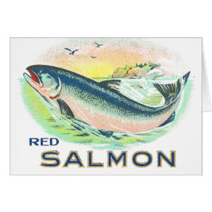 Saumon rouge - Étiquette Vintage du taux alimentai