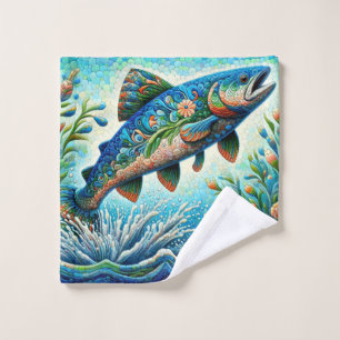 Saumon Saut Mosaïque Floral Blue Green Peach