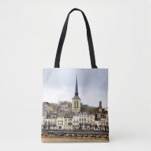 Saumur River Bank Scène Overal Print Canvas tas
