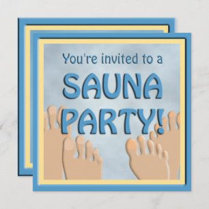 Sauna Party Funny Feet Cute Invitation Kaart