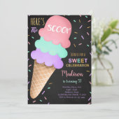 Saupoudrage coloré Black Ice Cream Invitation (Debout devant)