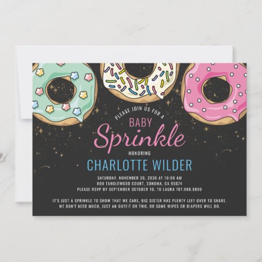 Saupoudrer bébé Donut Invitation neutre genre (Devant)
