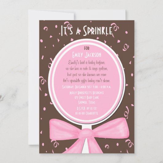 Saupoudrer bébé Invitation fille douche (Devant)