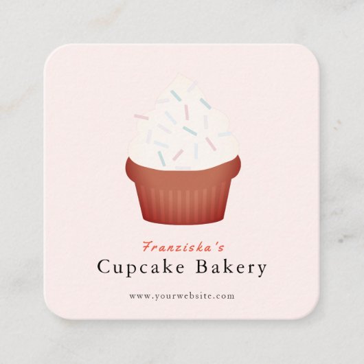 Saupoudrer Cupcake Pink Bakery Carré Carte de visi (Devant)
