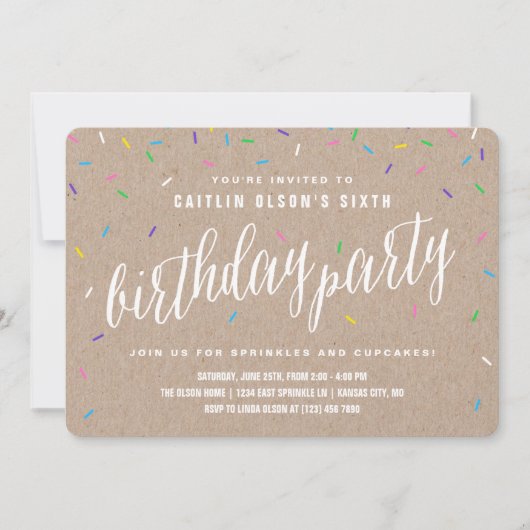 Saupoudrer Invitations de fête d'anniversaire (Devant)