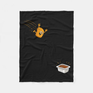 Saus Duik Grappige Vliegende Kip Nugget Cartoon Fleece Deken
