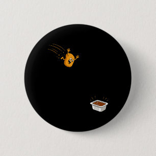 Saus Duik Grappige Vliegende Kip Nugget Cartoon Ronde Button 5,7 Cm