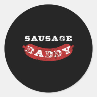 Sausage Daddy Grappig Benauwd BBQ Papa Ronde Sticker