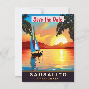 Sausalito, Californie, Carte postale de voyage, 