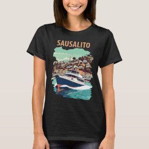 Sausalito Californië Haven Retro Reizen T-shirt