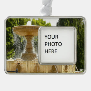 Sausalito Fountain California Travel Photography Verzilverd Kader Ornament