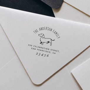 Sause Dog Aangepast familienaam en retouradres Rubberstempel
