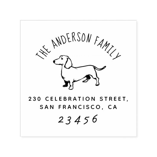 Sause Dog | Aangepast familienaam en retouradres Zelfinktende Stempel (Design)
