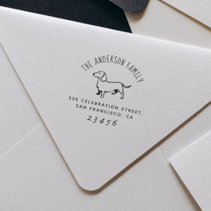 Sause Dog Aangepast familienaam en retouradres Zelfinktende Stempel