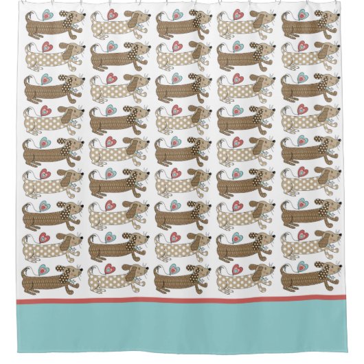 Sause Dog Dachshund Pattern Douchegordijn (Voorkant)