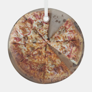 Sause Pizza Thick Crust met kerstmis Glas Ornament