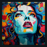 Saut en couleurs : portrait pop art<br><div class="desc">"L’explosion de Farbex: un portrait du style pop art" est une affiche Zazzle Perfect qui capture l’énergie et la vitalité de l’espèce pop moderne. Ce poster avec un finish brillant donne une expression audacieuse et artistique dans chaque pièce. Avec ses couleurs vives et la représentation éclatante du visage d'une femme,...</div>