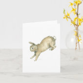 Sautant la carte vierge de note de lapin - blanc (Fleur jaune)