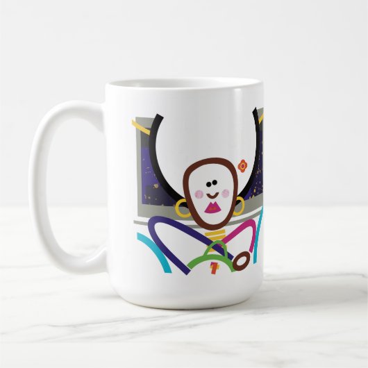 Sauter dans la rue Abstraite Art moderne Retro Mug (Gauche)