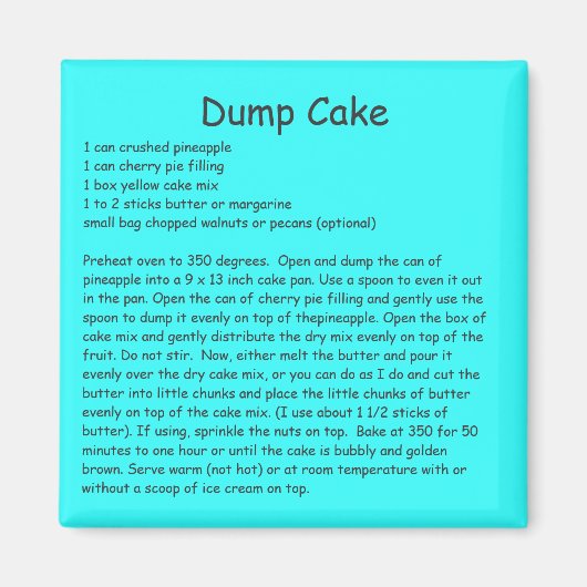 Sauter la recette de gâteau sur un aimant de réfri (Devant)