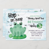 Sauter sur l'aquarelle Frog Invitation d'anniversa (Devant / Derrière)