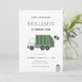 Sauter tout Garbage Camion Anniversaire Invitation (Debout devant)