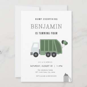 Sauter tout Garbage Camion Anniversaire Invitation