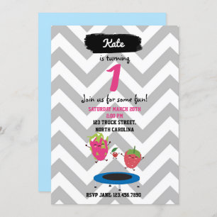 Sauts De Fruits Sur Trampoline Invitation Annivers