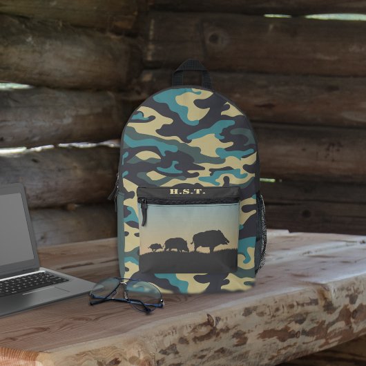 Sauvage Boar et Camo sac à dos imprimé