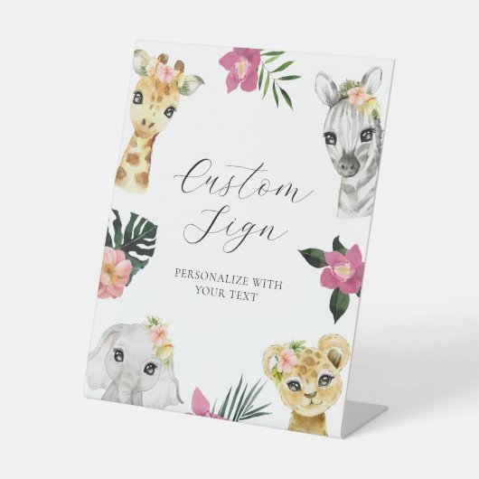 Sauvage Une Jungle Rose Panneau Texte Personnalisé (Recto)