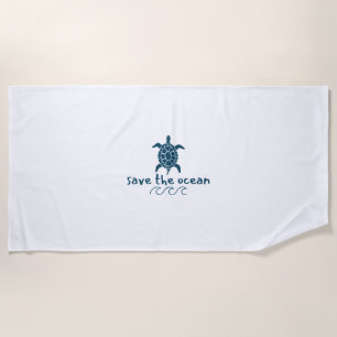 sauve l'océan. la tortue. Serviette de plage