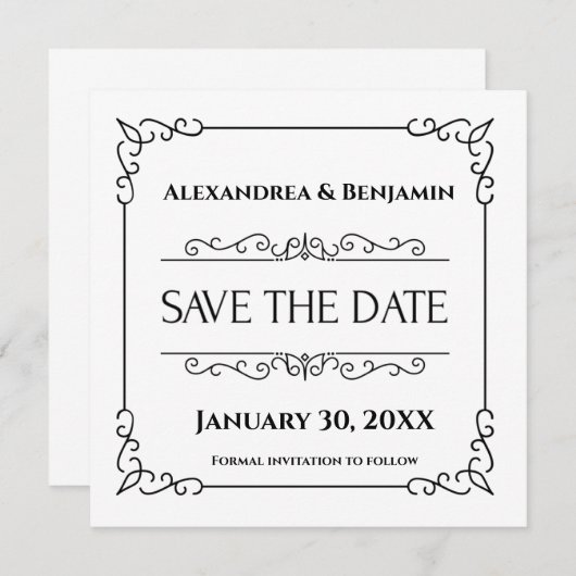 Sauvegarder La Carte Faire-part Mariage Date (Devant / Derrière)