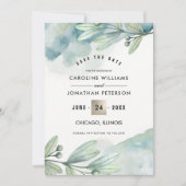 Sauvegarder la date. Faire-part de mariage botaniq (Devant)