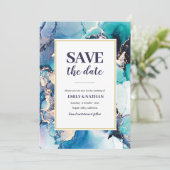 Sauvegarder la date Invitation encre violette bleu (Debout devant)